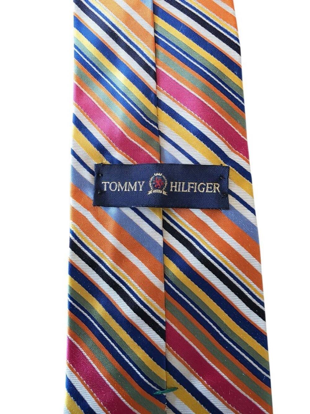 Vintage Tommy Hilfiger Tie 100% Silk Made in USA Multicolor Striped Necktie - Picture 8 of 16